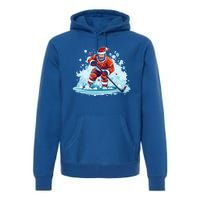 Ice Hockey Player Santa Design Christmas Ice Hockey Gift Premium Hoodie