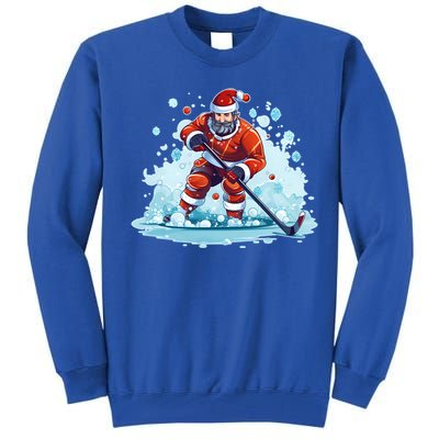 Ice Hockey Player Santa Design Christmas Ice Hockey Gift Tall Sweatshirt