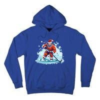 Ice Hockey Player Santa Design Christmas Ice Hockey Gift Tall Hoodie