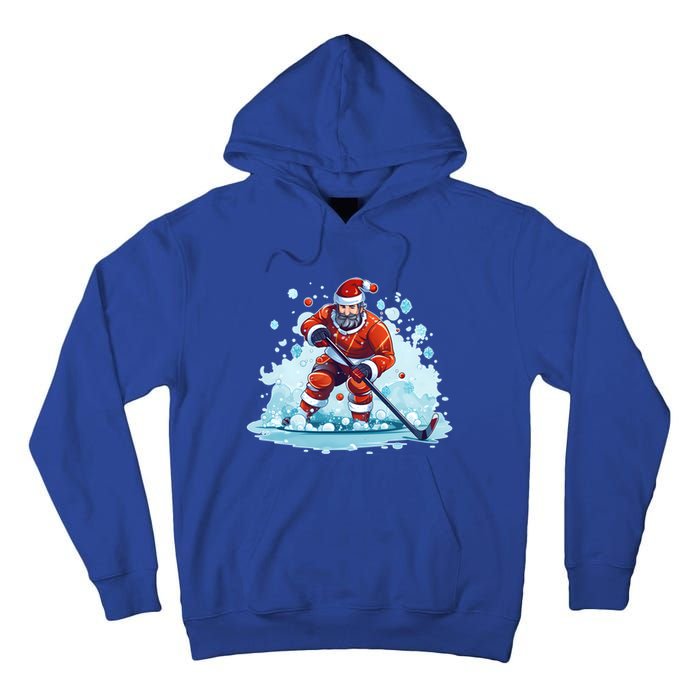 Ice Hockey Player Santa Design Christmas Ice Hockey Gift Tall Hoodie