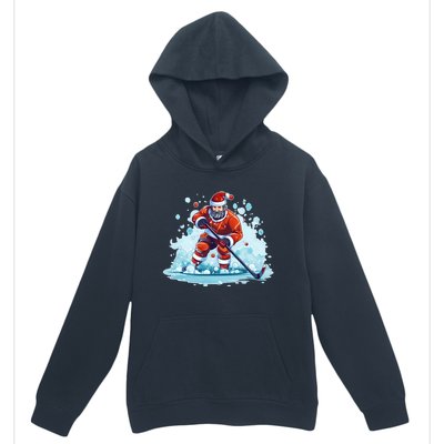 Ice Hockey Player Santa Design Christmas Ice Hockey Gift Urban Pullover Hoodie