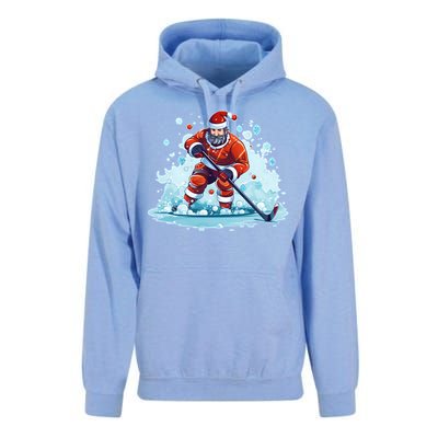 Ice Hockey Player Santa Design Christmas Ice Hockey Gift Unisex Surf Hoodie