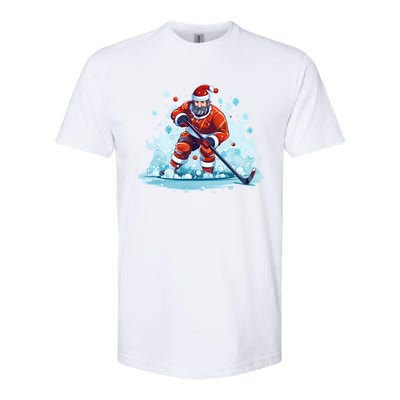 Ice Hockey Player Santa Design Christmas Ice Hockey Gift Softstyle CVC T-Shirt