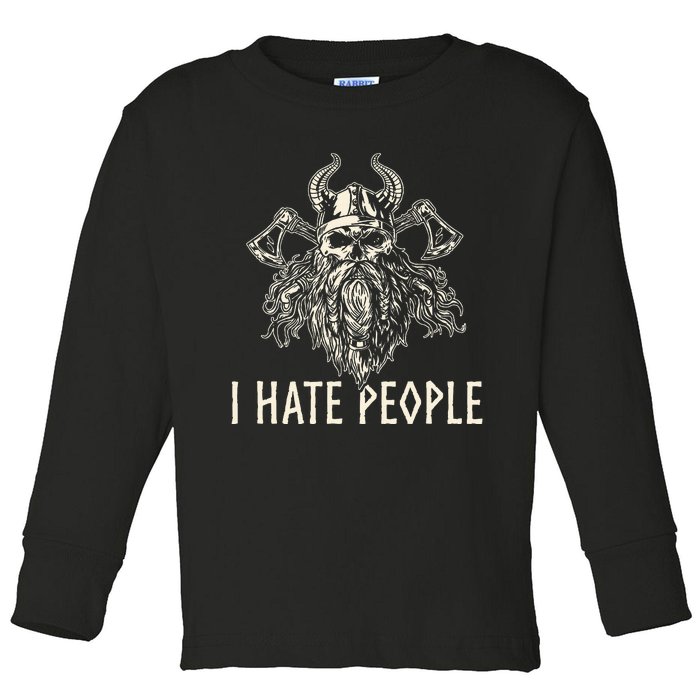 I Hate People Norse Mythology Viking Toddler Long Sleeve Shirt