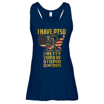 I Have PTSD Pretty Tired Of Stupid Democrats Ladies Essential Flowy Tank