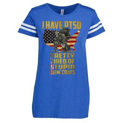 I Have PTSD Pretty Tired Of Stupid Democrats Enza Ladies Jersey Football T-Shirt