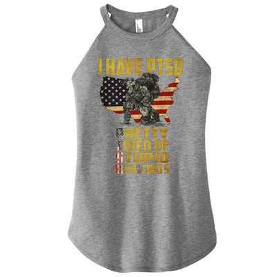 I Have PTSD Pretty Tired Of Stupid Democrats Women’s Perfect Tri Rocker Tank