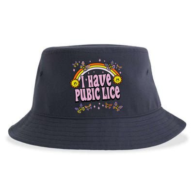 I Have Pubic Lice Funny Sarcastic Rainbow Sustainable Bucket Hat