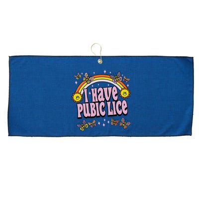 I Have Pubic Lice Funny Sarcastic Rainbow Large Microfiber Waffle Golf Towel