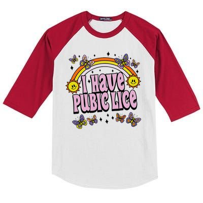 I Have Pubic Lice Funny Sarcastic Rainbow Kids Colorblock Raglan Jersey