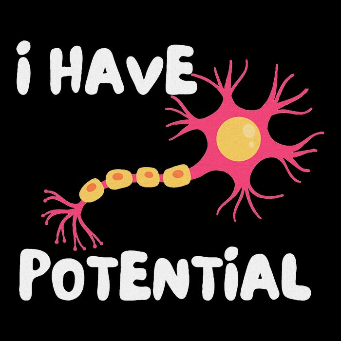 I Have Potential Brain Cell Funny Science Nerd Neuron Full-Length Apron With Pockets
