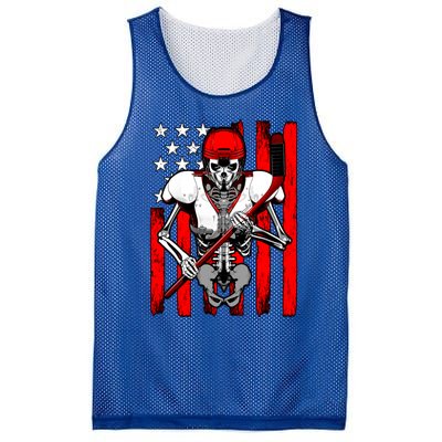 Ice Hockey Player Skeleton Athlete Halloween Usa Flag Great Gift Mesh Reversible Basketball Jersey Tank