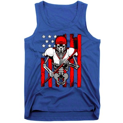 Ice Hockey Player Skeleton Athlete Halloween Usa Flag Great Gift Tank Top