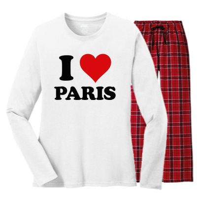 I Heart Paris First Name I Love Personalized Stuff Women's Long Sleeve Flannel Pajama Set 