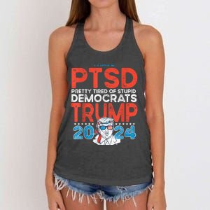 I Have Ptsd Pretty Tired Of Stupid Democrats Trump 2024 Women's Knotted Racerback Tank