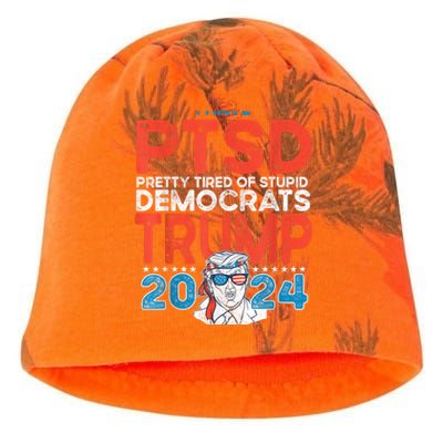 I Have Ptsd Pretty Tired Of Stupid Democrats Trump 2024 Kati - Camo Knit Beanie