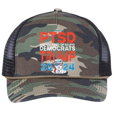 I Have Ptsd Pretty Tired Of Stupid Democrats Trump 2024 Retro Rope Trucker Hat Cap