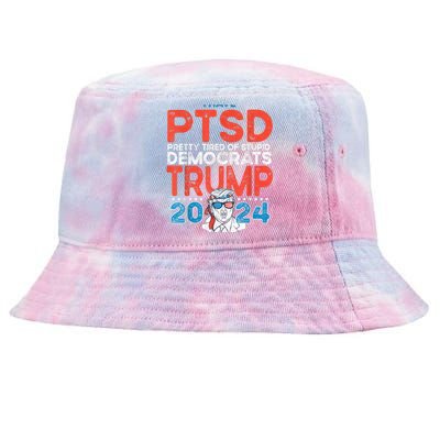 I Have Ptsd Pretty Tired Of Stupid Democrats Trump 2024 Tie-Dyed Bucket Hat