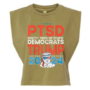 I Have Ptsd Pretty Tired Of Stupid Democrats Trump 2024 Garment-Dyed Women's Muscle Tee