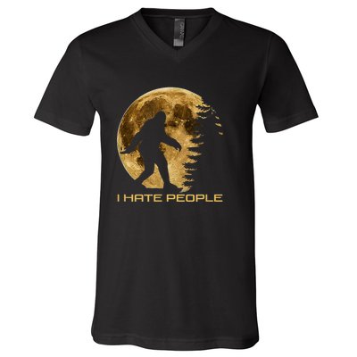 I Hate People Bigfoot V-Neck T-Shirt