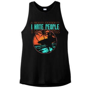 I Hate People Surfing Waves Ocean Surfboard Surfer Ladies PosiCharge Tri-Blend Wicking Tank