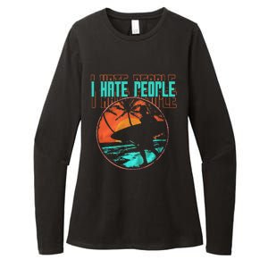 I Hate People Surfing Waves Ocean Surfboard Surfer Womens CVC Long Sleeve Shirt