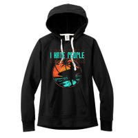 I Hate People Surfing Waves Ocean Surfboard Surfer Women's Fleece Hoodie