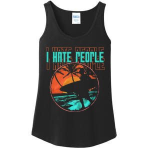 I Hate People Surfing Waves Ocean Surfboard Surfer Ladies Essential Tank