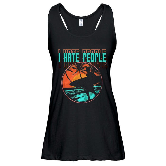 I Hate People Surfing Waves Ocean Surfboard Surfer Ladies Essential Flowy Tank