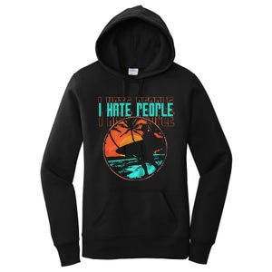 I Hate People Surfing Waves Ocean Surfboard Surfer Women's Pullover Hoodie