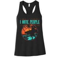 I Hate People Surfing Waves Ocean Surfboard Surfer Women's Racerback Tank