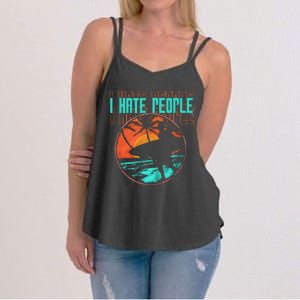 I Hate People Surfing Waves Ocean Surfboard Surfer Women's Strappy Tank