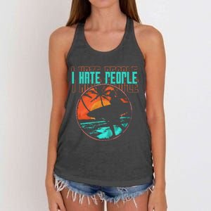 I Hate People Surfing Waves Ocean Surfboard Surfer Women's Knotted Racerback Tank