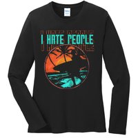 I Hate People Surfing Waves Ocean Surfboard Surfer Ladies Long Sleeve Shirt