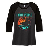 I Hate People Surfing Waves Ocean Surfboard Surfer Women's Tri-Blend 3/4-Sleeve Raglan Shirt