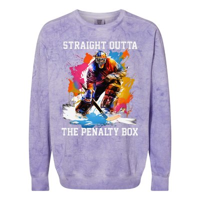 Ice Hockey Player Gift Straight Outta The Penalty Box Colorblast Crewneck Sweatshirt