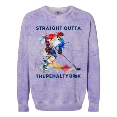 Ice Hockey Player Gift Straight Outta The Penalty Box Colorblast Crewneck Sweatshirt