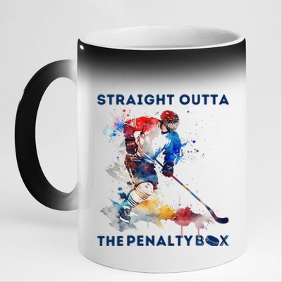 Ice Hockey Player Gift Straight Outta The Penalty Box 11oz Black Color Changing Mug