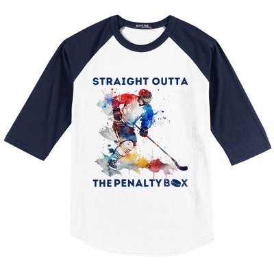 Ice Hockey Player Gift Straight Outta The Penalty Box Baseball Sleeve Shirt