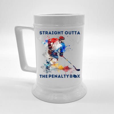 Ice Hockey Player Gift Straight Outta The Penalty Box Beer Stein