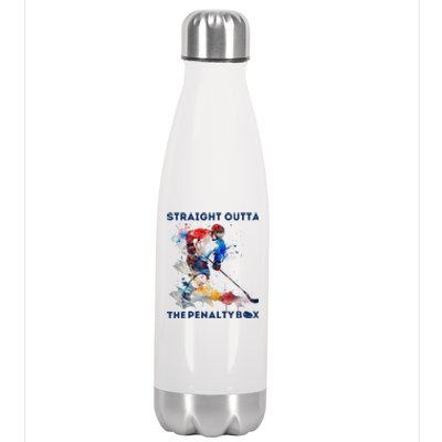 Ice Hockey Player Gift Straight Outta The Penalty Box Stainless Steel Insulated Water Bottle