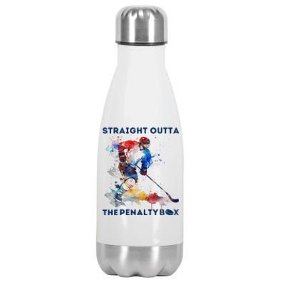 Ice Hockey Player Gift Straight Outta The Penalty Box Stainless Steel Insulated Water Bottle