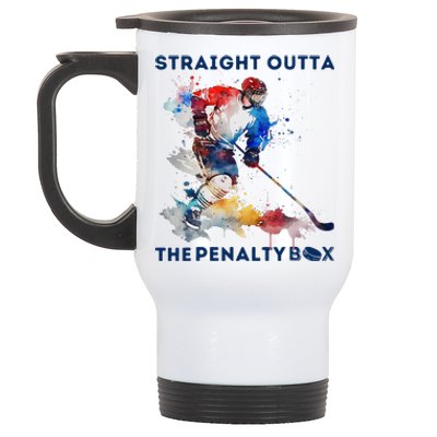 Ice Hockey Player Gift Straight Outta The Penalty Box Stainless Steel Travel Mug