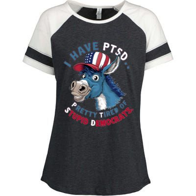 I Have Ptsd Pretty Tired Of Stupid Democrats Funny Political Gift Enza Ladies Jersey Colorblock Tee