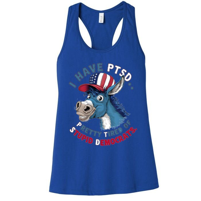 I Have Ptsd Pretty Tired Of Stupid Democrats Funny Political Gift Women's Racerback Tank