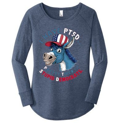 I Have Ptsd Pretty Tired Of Stupid Democrats Funny Political Gift Women's Perfect Tri Tunic Long Sleeve Shirt