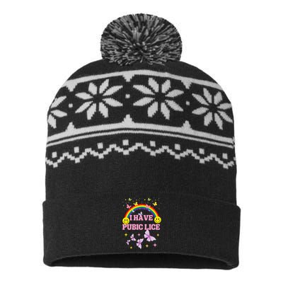 I Have Pubic Lice Funny Retro Inappropriate USA-Made Snowflake Beanie