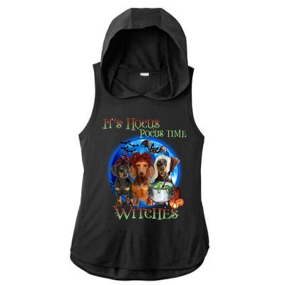 It's Hocus Pocus Time Witches Dachshund Halloween Design Ladies PosiCharge Tri-Blend Wicking Draft Hoodie Tank