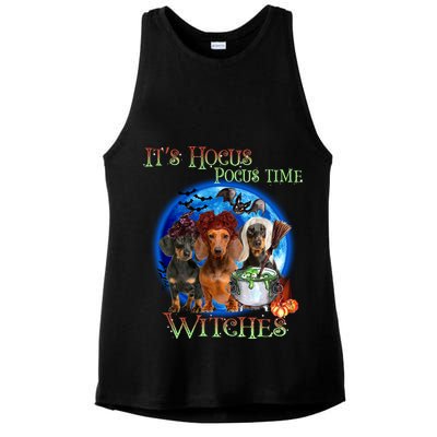 It's Hocus Pocus Time Witches Dachshund Halloween Design Ladies PosiCharge Tri-Blend Wicking Tank