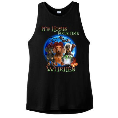 It's Hocus Pocus Time Witches Dachshund Halloween Design Ladies PosiCharge Tri-Blend Wicking Tank